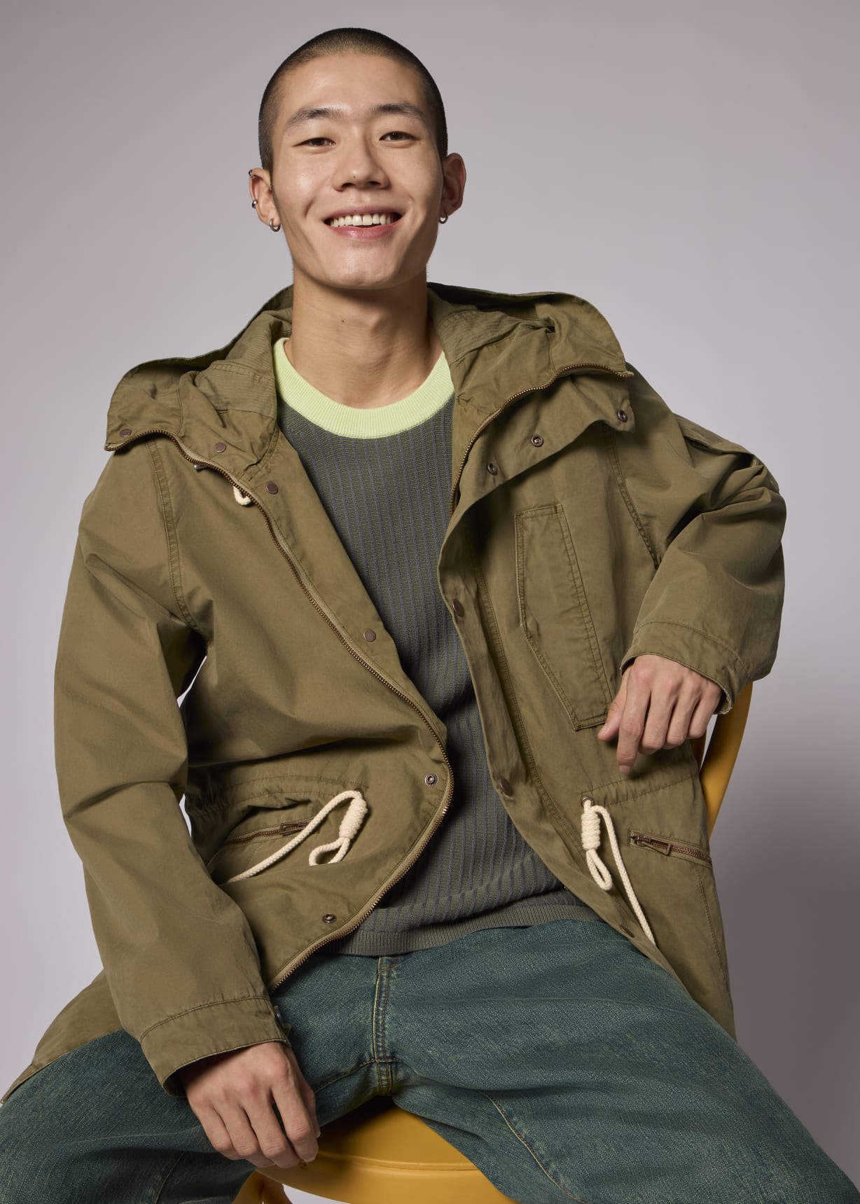 Men's Khaki Cotton Fishtail Parka
